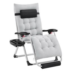 Zero gravity chair, reclining lounge chair with removable cushion tray for indoor and outdoor