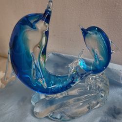 DOLPHINS 🐬 GLASS  STATUE 