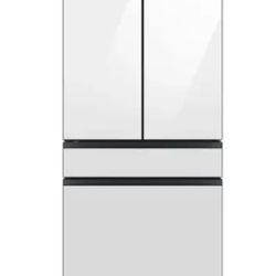 Samsung - BESPOKE 23 cu. ft. 4-Door French Door Counter Depth Smart Refrigerator with Beverage Center - White Glass