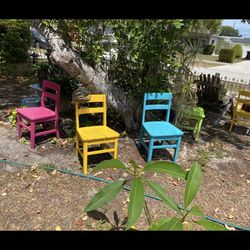 Eight wooden colored chairs, as is FREE