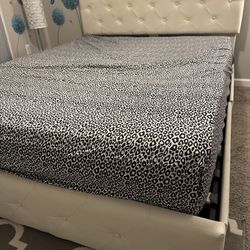 Beige Storage Bed Frame