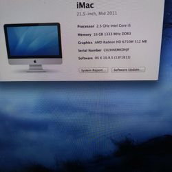 21.5 Inch , Mid 2011. i5