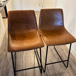 Brown leather barstools