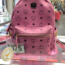 MCM Pink Visetos Monogram Backpack