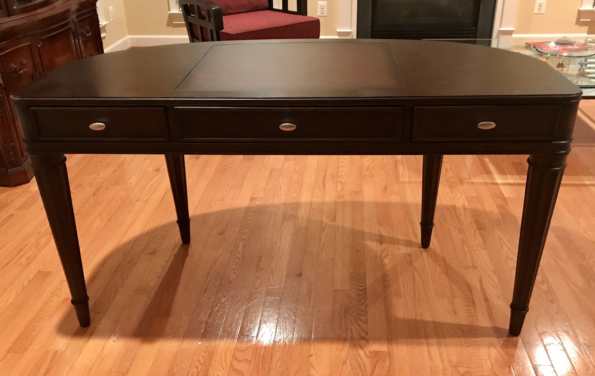 Espresso Wood Writing Desk with 3 Drawers