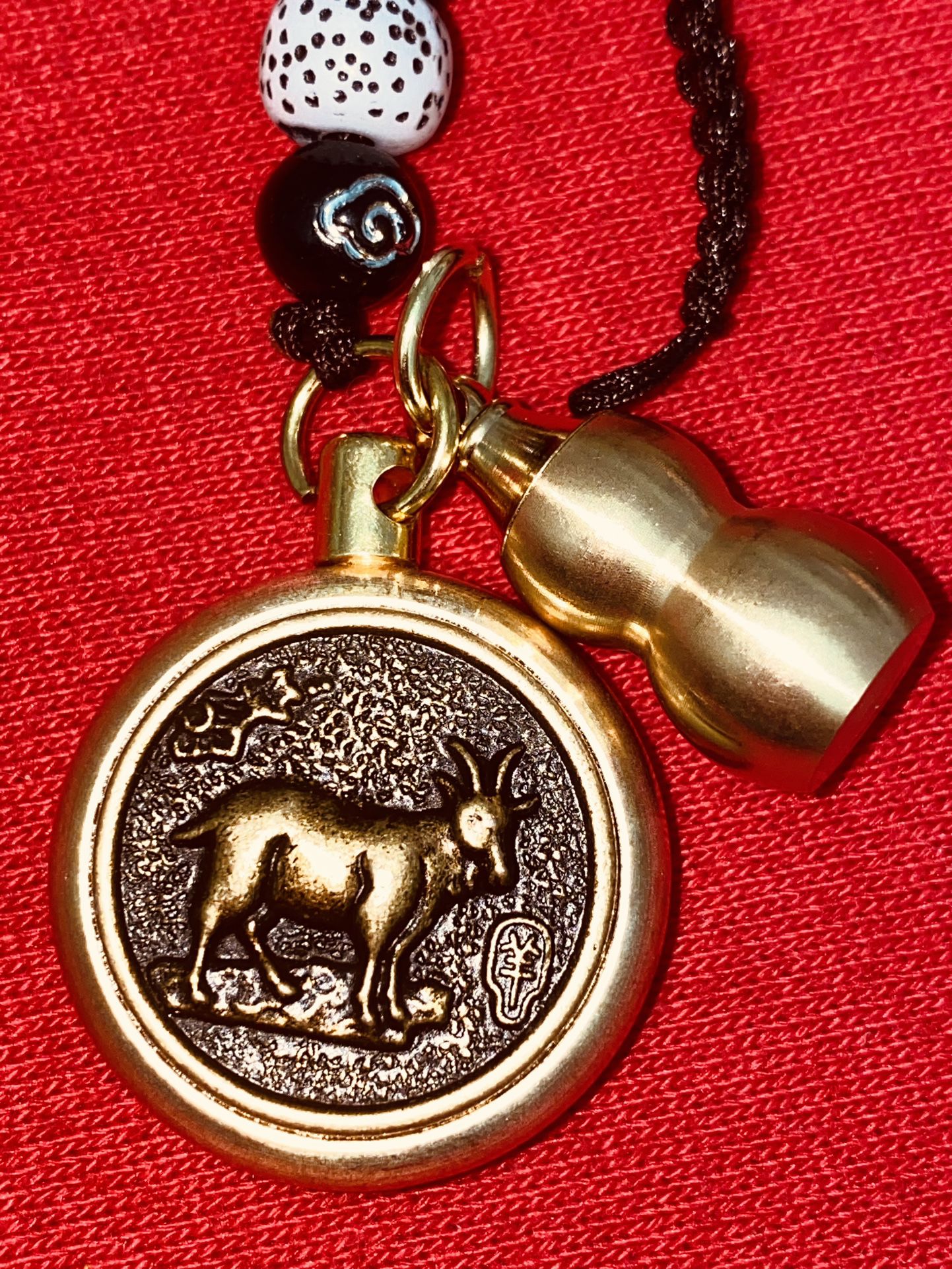 Pure Brass Sheep Zodiac Keychain Pendant, Rope, Keychain Hanging Jewelry