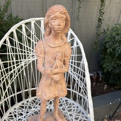 Vintage Leonardo Art Works Girl with Doll Garden Room Statue 20.5” Tall