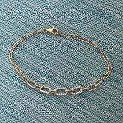 14k Gold Paperclip Diamond Bracelet