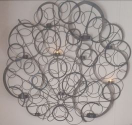 Large Modern Metal Wall Art Candle Holder – Abstract Circle Design Decor