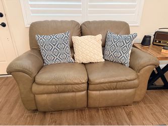 Tan leather couches