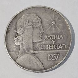 1 Peso 1937 ABC SILVER CUBA