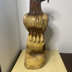 Hand Carved Single Piece Of Wood Sculpture Of An Eagle 