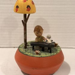 ANRI Peanuts 1972 Italian Snoopy Schroeder Wood Musical Box- works vintage
