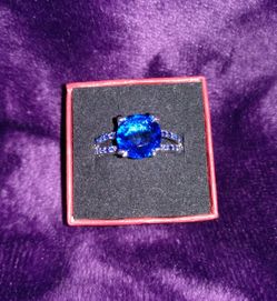 4.3cttw Blue CZ Engagement/Wedding Ring
