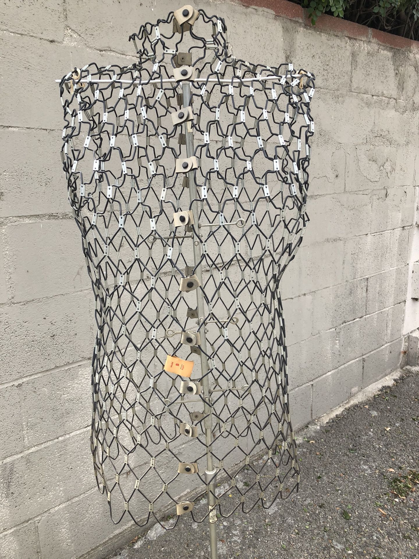 Mid Century Vintage WIRE DRESS FORM on stand