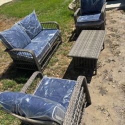 4 Piece Patio Furniture Set Deep Seating Cushions Outdoor Patio Furniture 🚛🚎🚗🆕