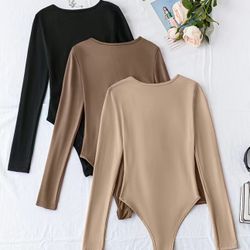 Solid Crew Neck Bodysuit 3 Pack