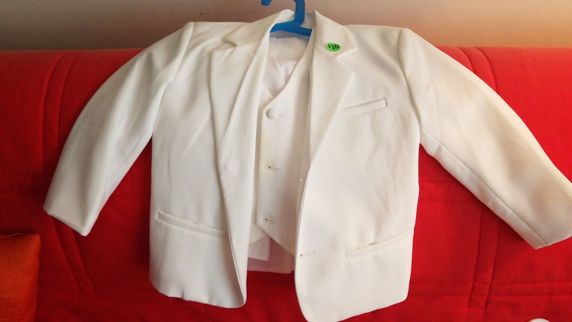4t boys white suit with vest and button-down shirt