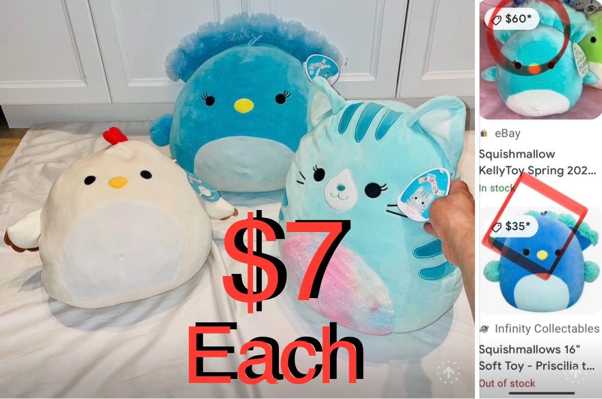 $7 Each Large Squishmallows with tags 20” and 16” mint condition
