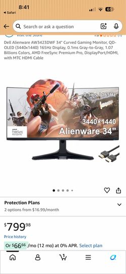 OLED 34” Curved Ultrawide Alienware Monitor