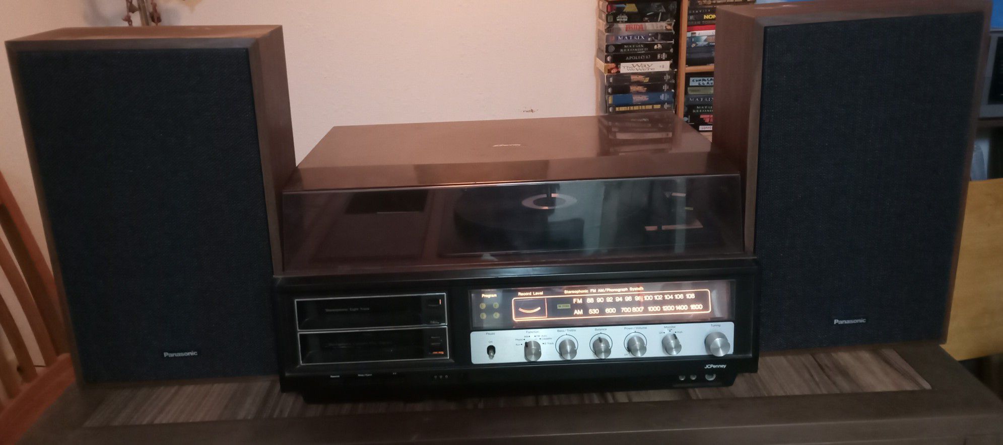 JC Penney Stereo Turntable, 8 Track  System With Speakers 