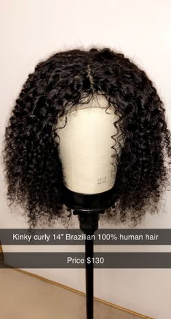14” Kinky Curly Natural Human Hair Wigs
