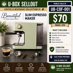 UB-COF-001- Beautiful Slim Espresso Maker by Drew Barrymore