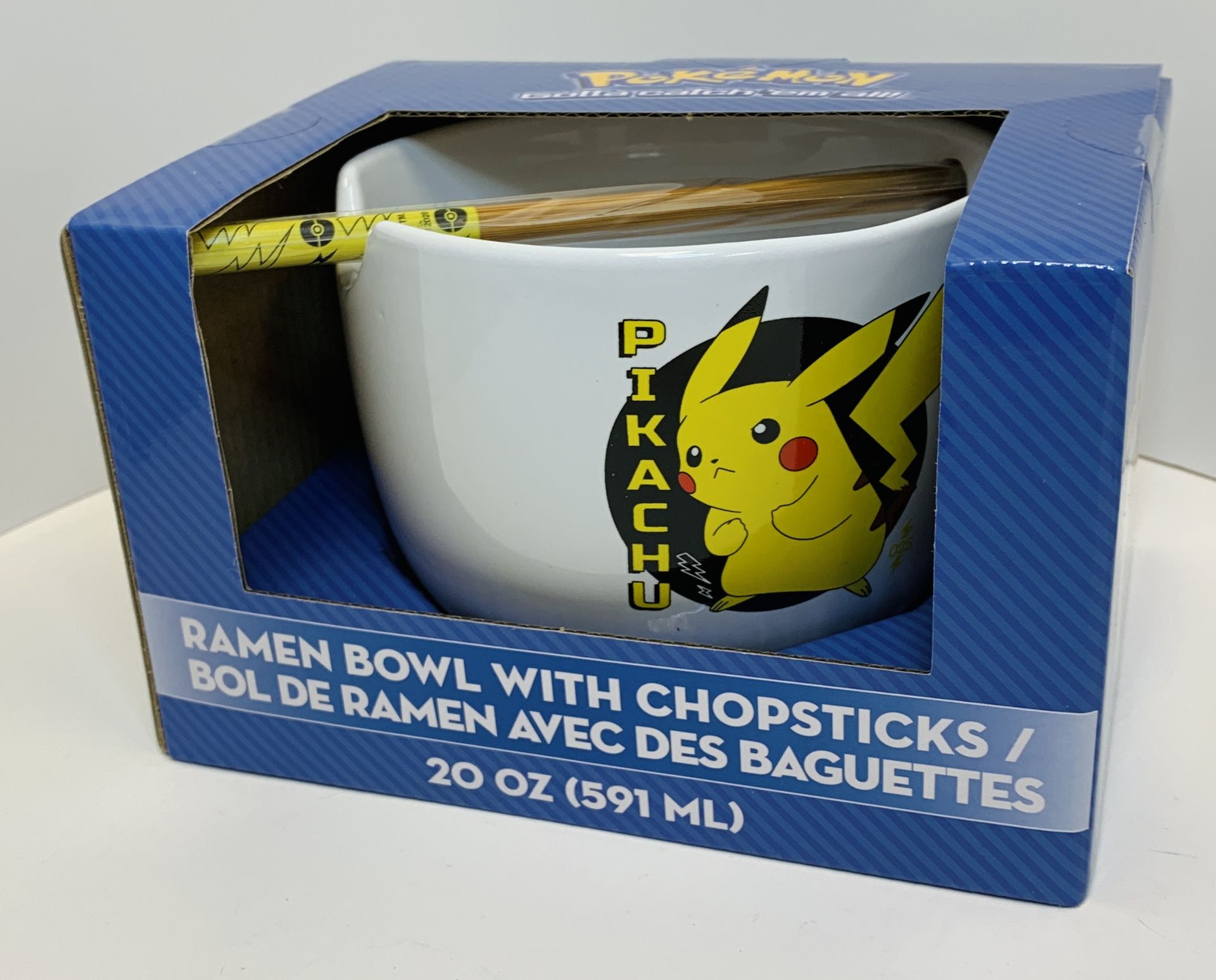 Pokémon - Pikachu 20oz RAMEN BOWL with CHOPSTICKS- Pokemon Brand New!