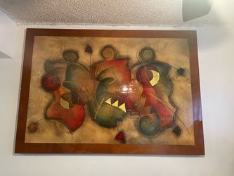 Large Abstract Framed Wall Art Painting