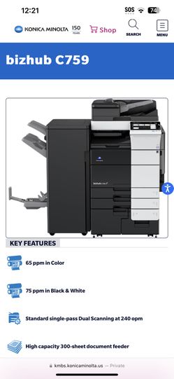 KONICA MINOLTA Bizhub C759 Copier