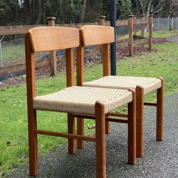 Mid century modern Danish teak chairs 