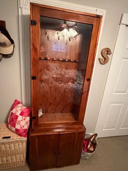 Gun cabinet with key handmade real wood