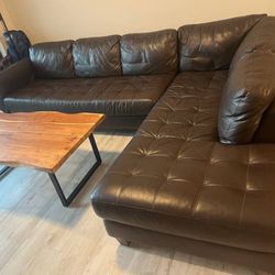Free Delivery Today. Ashely Furniture Leather Sectional. Real Leather. No Rips Or Fading. Couch Sofa In Great Condition. 