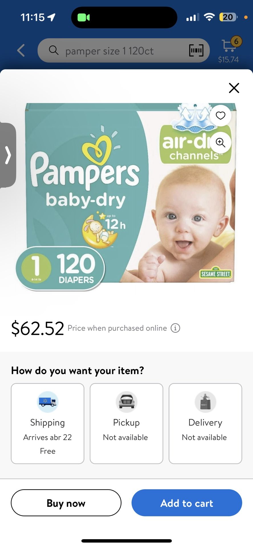 Diaper Pamper Size 1 $45