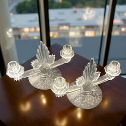 Set of 2 Fostoria Art Deco Candleholders 
