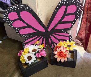 Wooden butterfly planter