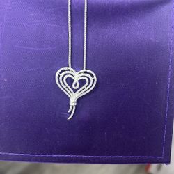Ladies sterling silver necklace heart with Zircon