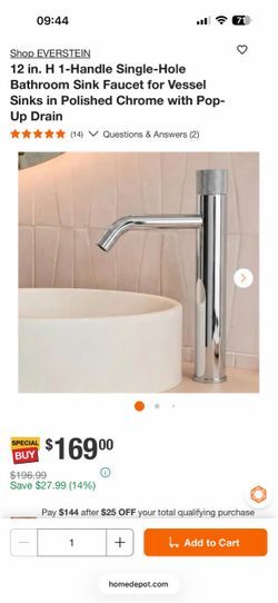 EVERSTEIN SFS-1167-CH Vessel Single Hole Bathroom Faucet with Pop-Up Drain Tall Knurled Single Handle Brass Bathroom Sink Faucet with Supply Lines in