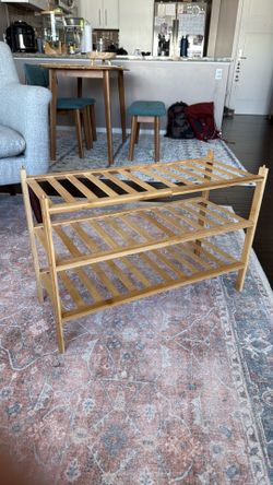 Shoe rack, 3-tier bamboo