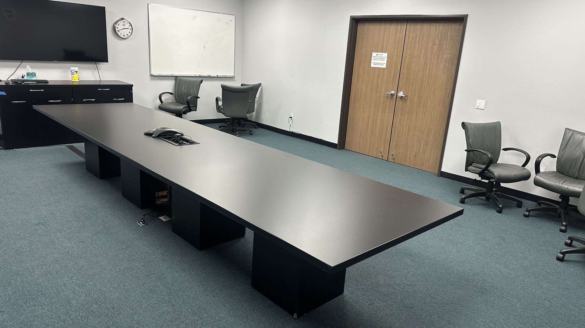 16ft Black Conference Table 