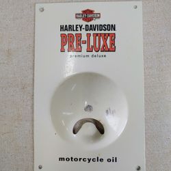 Harley Davidson Pre-Luxe Wall Mount Bottle Opener Cream White Metal Porcelain