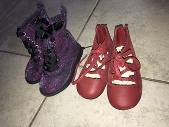 Two pairs toddler shoes boots excellent almost no wear