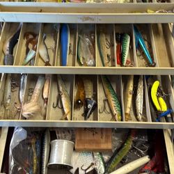 Old Tackle Box And Old Tackle 