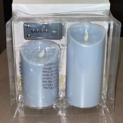 Luminara Real Flame-Effect Candle LU5400, Light Blue, set of 2