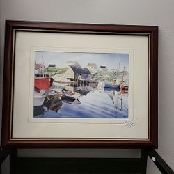 Neil Depew PEGGY'S COVE Lithograph Signed & Framed Nova Scotia