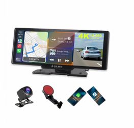 Portable Apple Carplay Android Auto 9.26” Touch Screen, 4K Dash Cam, 1080P Backup Camera, Bluetooth, GPS Navigation, Voice Control FM Radio Stereo