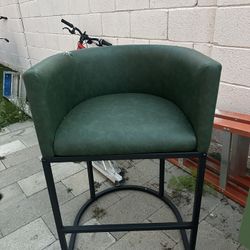 Leather Green Barstool 