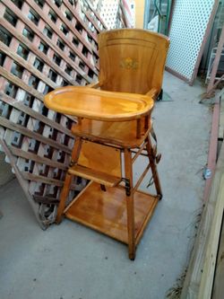 Antique Baby High Chair Solid Maple