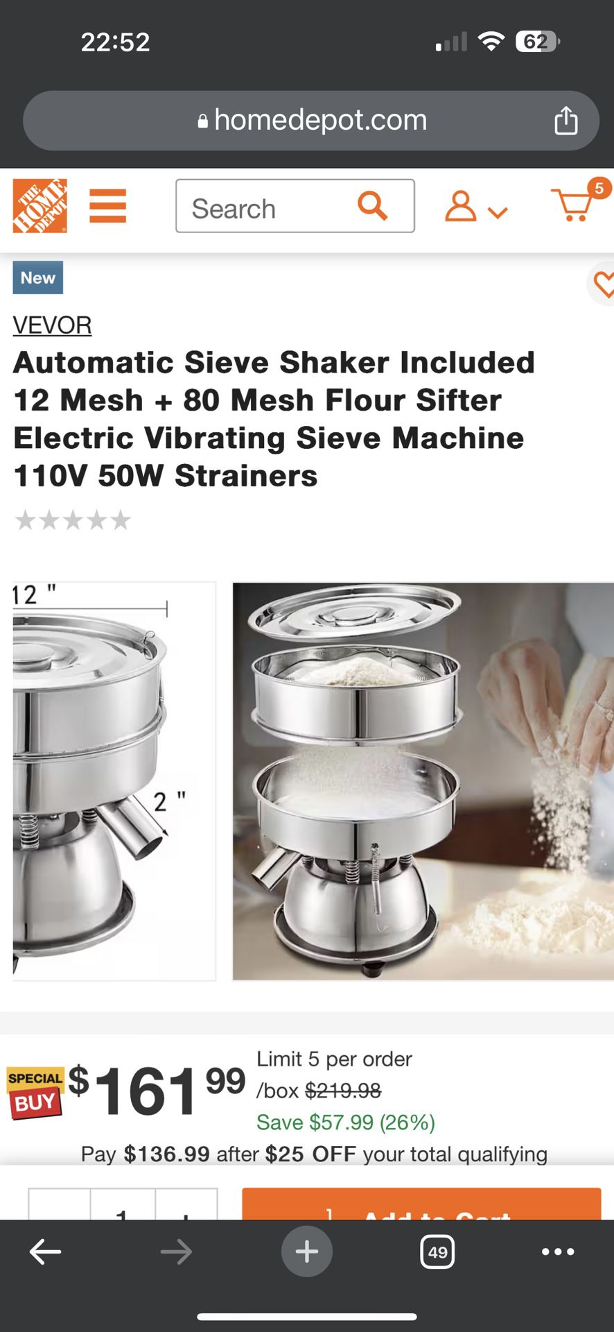 Flour Sifter 110V 50W Electric Automatic Sieve Shaker Vibrating Sieve  Machine with 80 Fine Mesh Screen Stainless Steel for Powder Particle Bean,  150