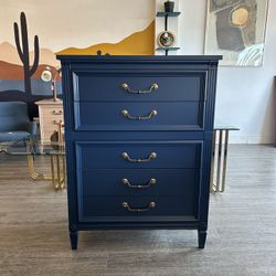 Navy Blue Upright Dresser / Chest of Drawers / Tallboy